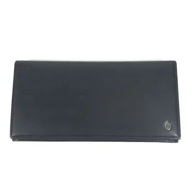 Pre-owned Cartier Black Leather Long Wallet (bi-fold) ()