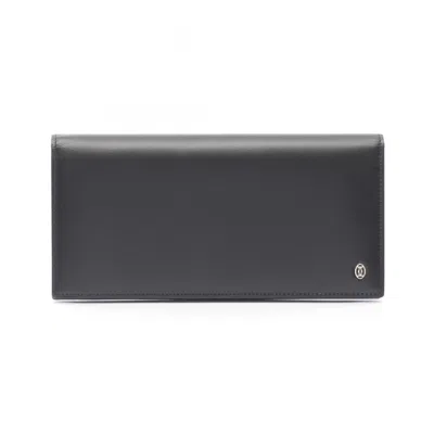 Pre-owned Cartier Black Leather Long Wallet (bi-fold) ()