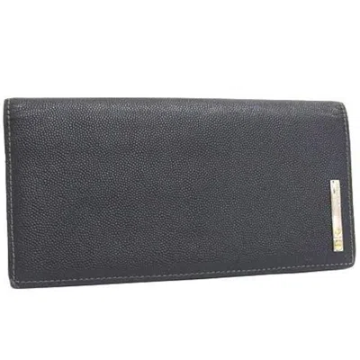 Pre-owned Cartier Black Leather Long Wallet (bi-fold) ()