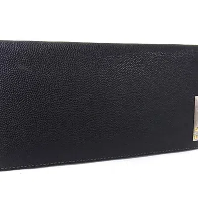 Pre-owned Cartier Black Leather Long Wallet (bi-fold) ()
