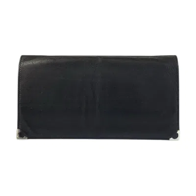 Pre-owned Cartier Black Leather Long Wallet (bi-fold) ()