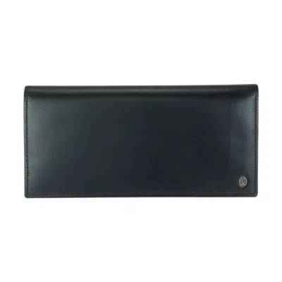 Pre-owned Cartier Black Leather Long Wallet (bi-fold) ()