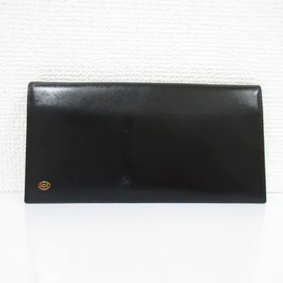 Pre-owned Cartier Black Leather Long Wallet (bi-fold) ()