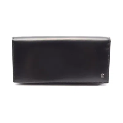 Pre-owned Cartier Black Leather Long Wallet (bi-fold) ()