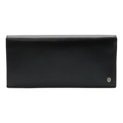 Pre-owned Cartier Black Leather Long Wallet (bi-fold) ()