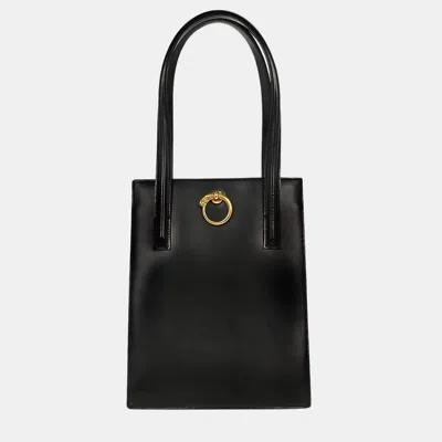 Pre-owned Cartier Black Leather Panthere Tote Handbag