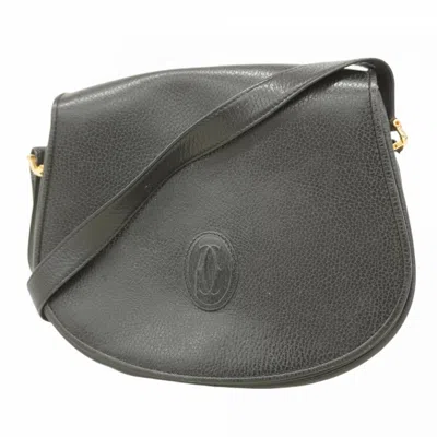 Pre-owned Cartier Black Leather Shoulder Bag ()