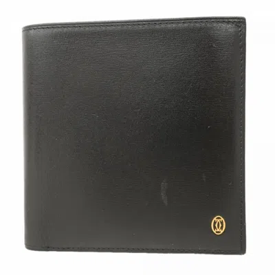 Pre-owned Cartier Black Leather Wallet (bi-fold) ()