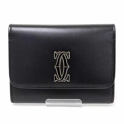 Pre-owned Cartier Black Leather Wallet (bi-fold) ()