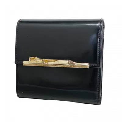 Pre-owned Cartier Black Leather Wallet (tri-fold) ()