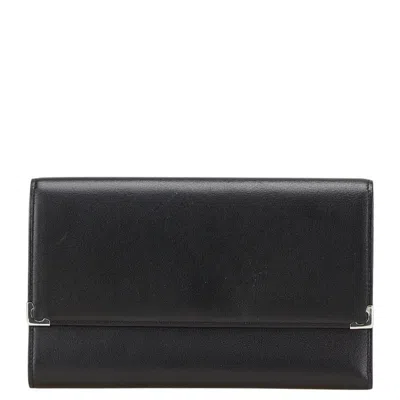 Pre-owned Cartier Black Leather Wallet (tri-fold) ()