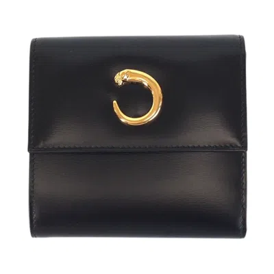 Pre-owned Cartier Black Leather Wallet (tri-fold) ()
