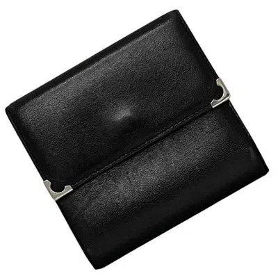 Pre-owned Cartier Black Leather Wallet (tri-fold) ()
