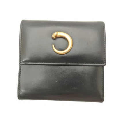 Pre-owned Cartier Black Leather Wallet (tri-fold) ()