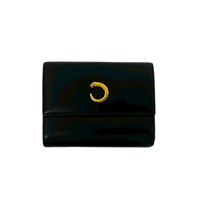 Pre-owned Cartier Black Leather Wallet (tri-fold) ()
