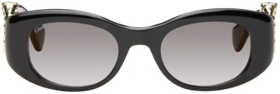 Cartier Black 'panthère De ' Ct0472s Sunglasses In Black-black-grey