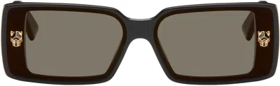 Cartier Black 'panthère De ' Sunglasses In Brown