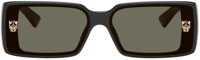 Cartier Black 'panthère De ' Sunglasses In Black-black-grey