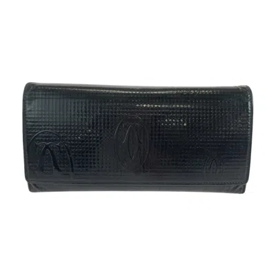 Pre-owned Cartier Black Patent Leather Long Wallet (bi-fold) ()