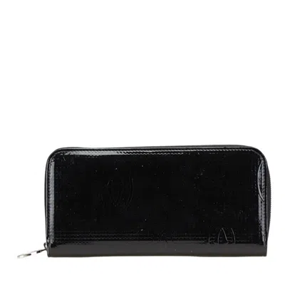 Pre-owned Cartier Black Patent Leather Long Wallet (bi-fold) ()