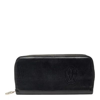 Pre-owned Cartier Black Patent Leather Long Wallet (bi-fold) ()