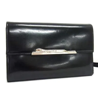 Pre-owned Cartier Black Patent Leather Wallet (tri-fold) ()
