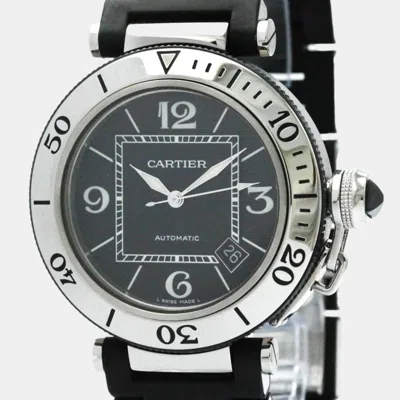 Pre-owned Cartier Black Stainless Steel Pasha Seatimer W31077u2 Automatic Men's Wristwatch 40 Mm