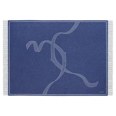 Pre-owned Cartier Blue Entrelacés De  Cashmere Scarf