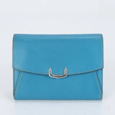 Pre-owned Cartier Blue Turquoise Leather Wallet (bi-fold) () In Multi