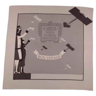 Pre-owned Cartier "bon Voyage" Cashmere Shawl In Gray