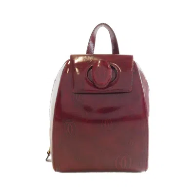Pre-owned Cartier Bordeaux Leather Backpack () In Burgundy