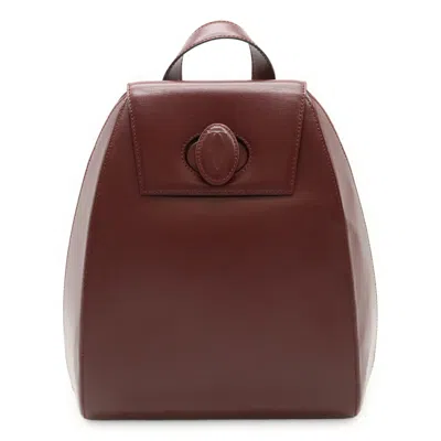 Pre-owned Cartier Bordeaux Leather Backpack () In Burgundy