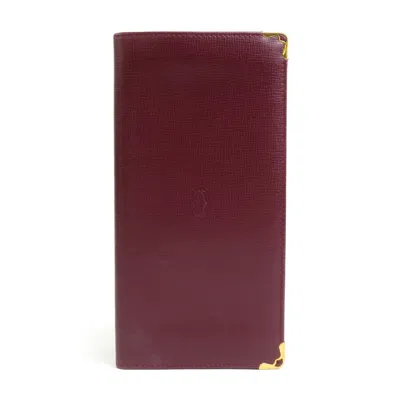 Pre-owned Cartier Bordeaux Leather Bill Wallet (bi-fold) ()