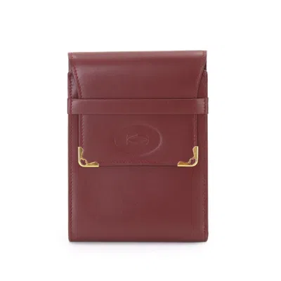Pre-owned Cartier Bordeaux Leather Bill Wallet (tri-fold) ()