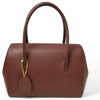 Pre-owned Cartier Bordeaux Leather Boston Bag Handbag () In Burgundy