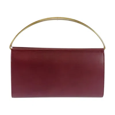 Pre-owned Cartier Bordeaux Leather Chain/shoulder Wallet () In Burgundy