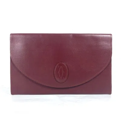 Pre-owned Cartier Bordeaux Leather Clutch Bag Pouch ()