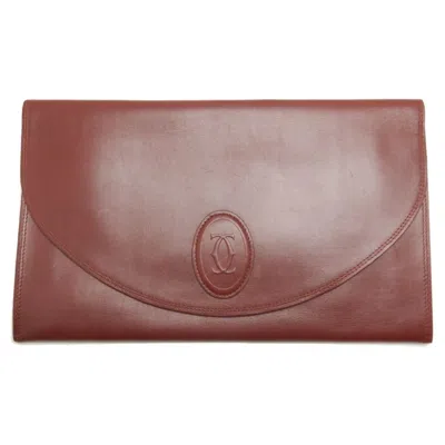 Pre-owned Cartier Bordeaux Leather Clutch Bag ()