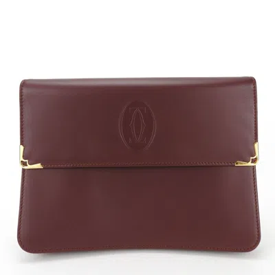 Pre-owned Cartier Bordeaux Leather Clutch Bag ()