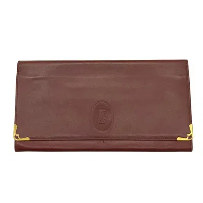 Pre-owned Cartier Bordeaux Leather Clutch Bag ()