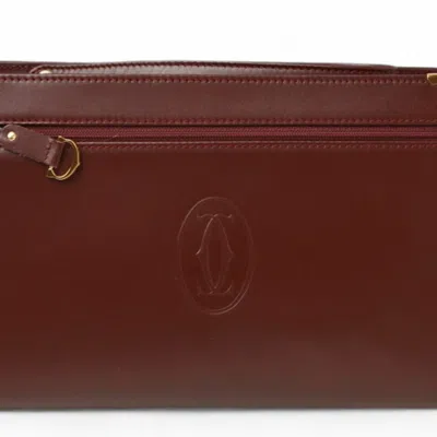Pre-owned Cartier Bordeaux Leather Clutch Bag () In Burgundy