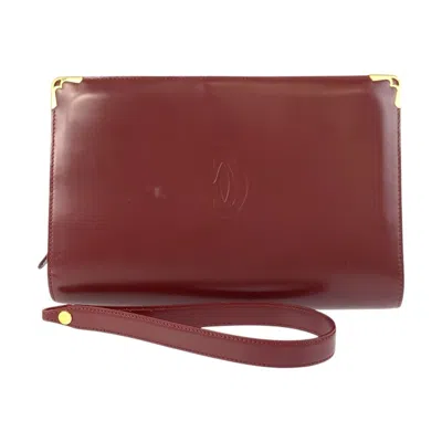 Pre-owned Cartier Bordeaux Leather Clutch Bag () In Burgundy