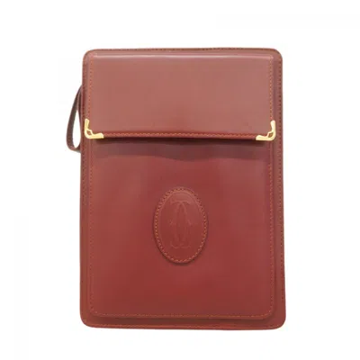 Pre-owned Cartier Bordeaux Leather Clutch Bag () In Burgundy