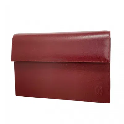 Pre-owned Cartier Bordeaux Leather Clutch Bag () In Burgundy