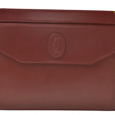 Pre-owned Cartier Bordeaux Leather Clutch Bag ()