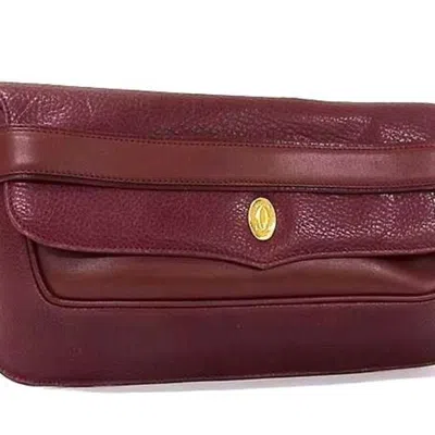 Pre-owned Cartier Bordeaux Leather Clutch Bag ()