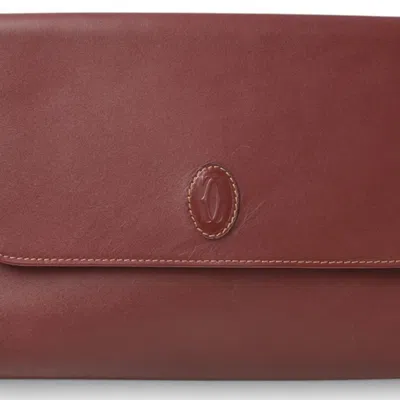Pre-owned Cartier Bordeaux Leather Clutch Bag ()
