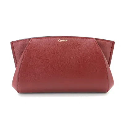 Pre-owned Cartier Bordeaux Leather Clutch Bag ()