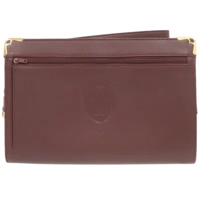 Pre-owned Cartier Bordeaux Leather Clutch Bag ()