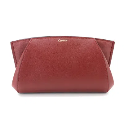 Pre-owned Cartier Bordeaux Leather Clutch Bag ()